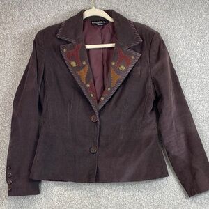 Vtg Monterey Bay corduroy blazer western size 10 M/L leather accents cowgirl